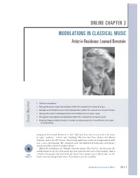 ONLINE CHAPTER 3 MODULATIONS in CLASSICAL MUSIC Artist in Residence: Leonard Bernstein