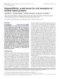 Repeatsdb-Lite: a Web Server for Unit Annotation of Tandem Repeat Proteins Layla Hirsh1,2,†, Lisanna Paladin1,†, Damiano Piovesan1 and Silvio C
