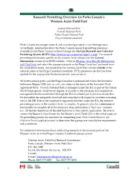 Research Permitting Overview for Parks Canada's Western Arctic Field Unit