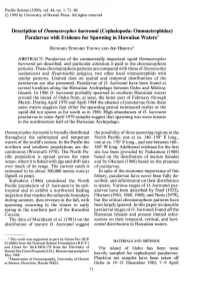 Description of Ommastrephes Bartramii (Cephalopoda: Ommastrephidae) Paralarvae with Evidence for Spawning in Hawaiian Waters!