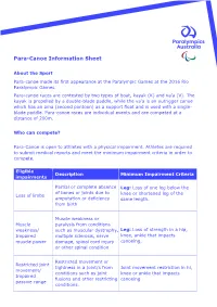 Para-Canoe Information Sheet
