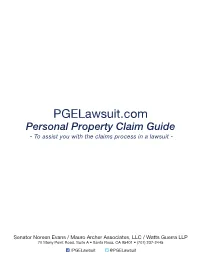 Pgelawsuit.Com Personal Property Claim Guide - to Assist You with the Claims Process in a Lawsuit