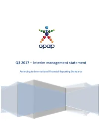 Q3 2017 – Interim Management Statement