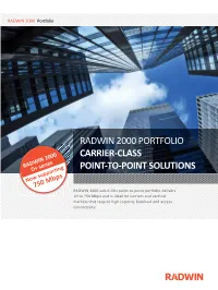 Radwin 2000 Portfolio Carrier-Class Point-To-Point Solutions