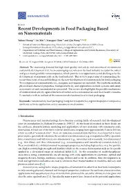 Recent Developments in Food Packaging Based on Nanomaterials