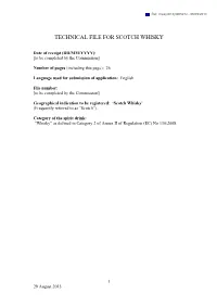 Technical File for Scotch Whisky