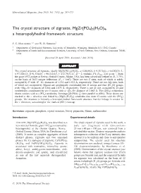The Crystal Structure of Zigrasite, Mgzr(PO4)2(H2O)4, a Heteropolyhedral Framework Structure