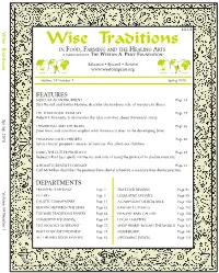Wise Traditions for Wisetraditions Non Profit Org