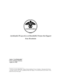 Anishinabek Perspectives on Roundtable Forums That Support Issue Resolution