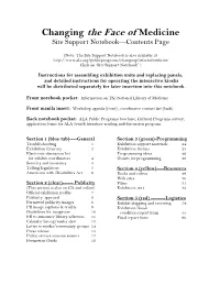 Changing the Face of Medicine Site Support Notebook—Contents Page
