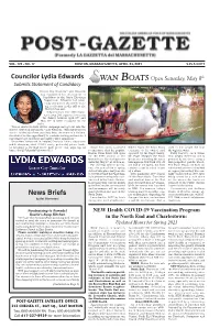 Councilor Lydia Edwards WAN BOATS Open Saturday, May 8Th Submits Statement of Candidacy