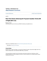 Enhancing the Proposed Canadian Victims Bill of Rights (Bill C-32)