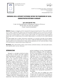 Geographia Polonica Vol. 82 No. 2 (2009), Emerging Local Authority