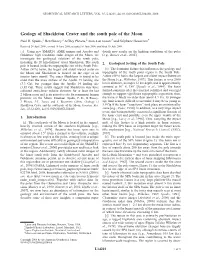 Geology of Shackleton Crater and the South Pole of the Moon Paul D