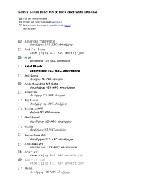 Iphone Fonts Chart