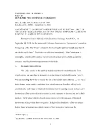 Of the Securities Exchange Act of 1934 Taking Temporary Action to Respond to Market Developments