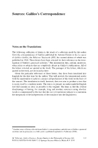 Sources: Galileo's Correspondence