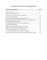 2016 Fresno COG One Voice Priority Submissions