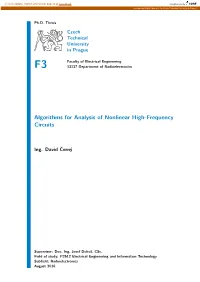 Algorithms for Analysis of Nonlinear High-Frequency Circuits