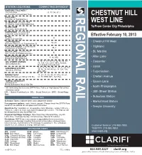 Chestnut Hill West Line Public Timetable Layout 1