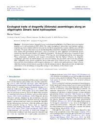 Ecological Traits of Dragonfly (Odonata) Assemblages Along An