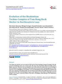 Evolution of the Hoabinhian Techno-Complex of Tam Hang Rock Shelter in Northeastern Laos