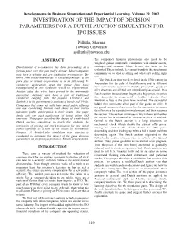 Investigation of the Impact of Decision Parameters for a Dutch Auction Simulation for Ipo Issues