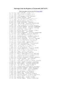 Marriages from the Registers of Tynemouth (1607-1679)
