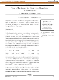 Use of Isotopes for Studying Reaction Mechanisms 2