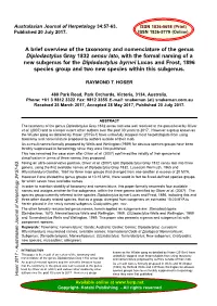 A Brief Overview of the Taxonomy and Nomenclature of the Genus