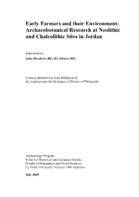 Archaeobotanical Research at Neolithic and Chalcolithic Sites in Jordan