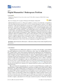 Digital Humanities' Shakespeare Problem