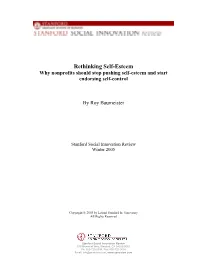 Rethinking Self-Esteem Why Nonprofits Should Stop Pushing Self-Esteem and Start Endorsing Self-Control