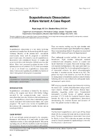 Scapulothoracic Dissociation:A Rare Variant: a Case Report