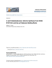 And 5-Halodecaboranes: Selective Syntheses from Closo-B10H10(2-) and Use As Polyborane Building Blocks" (2010)