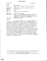 Errata: Response Analysis and Error Diagnosis Tools. INSTITUTION Illinois Univ., Urbana