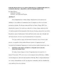 Forced Migration of Alaskan Indigenous Communities Due to Climate Change: Creating a Human Rights Response
