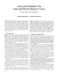 Interaction Between the User and Kernel Space in Linux