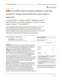 Journals for Funded Research[Version 2; Peer Review: 2 Approved]