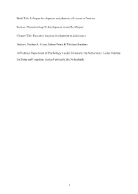 Lifespan Development and Plasticity of Executive Function Section