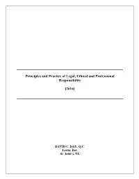 Principles and Practice of Legal, Ethical and Professional Responsibility