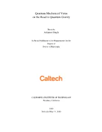 Quantum Mechanical Vistas on the Road to Quantum Gravity