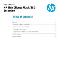 HP Thin Clients Flash/SSD Selection