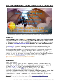 Philippine Vampires & Other Mythological Creatures