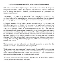 (Volcan) and Vedanta Resources Limit