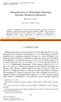 Characterization of Multivariate Stationary Gaussian Reciprocal Diffusions*