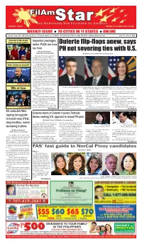 Duterte Flip-Flops Anew, Says PH Not Severing Ties with U.S