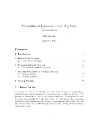 Propositional Logics and Their Algebraic Equivalents