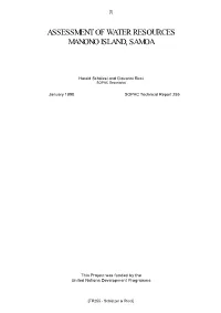 Assessment of Water Resources, Manono Island, Samoa