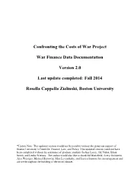 Confronting the Costs of War Project War Finance Data Documentation